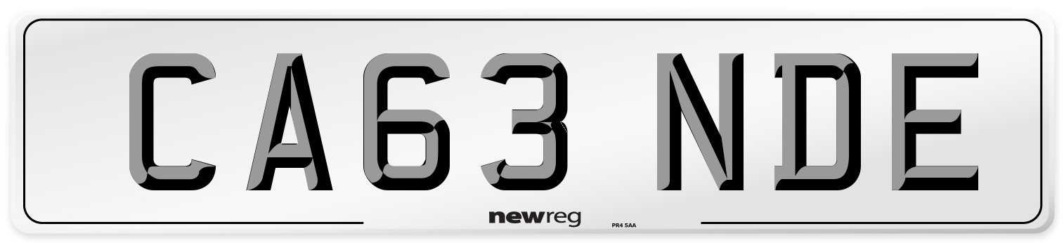 CA63 NDE Number Plate from New Reg